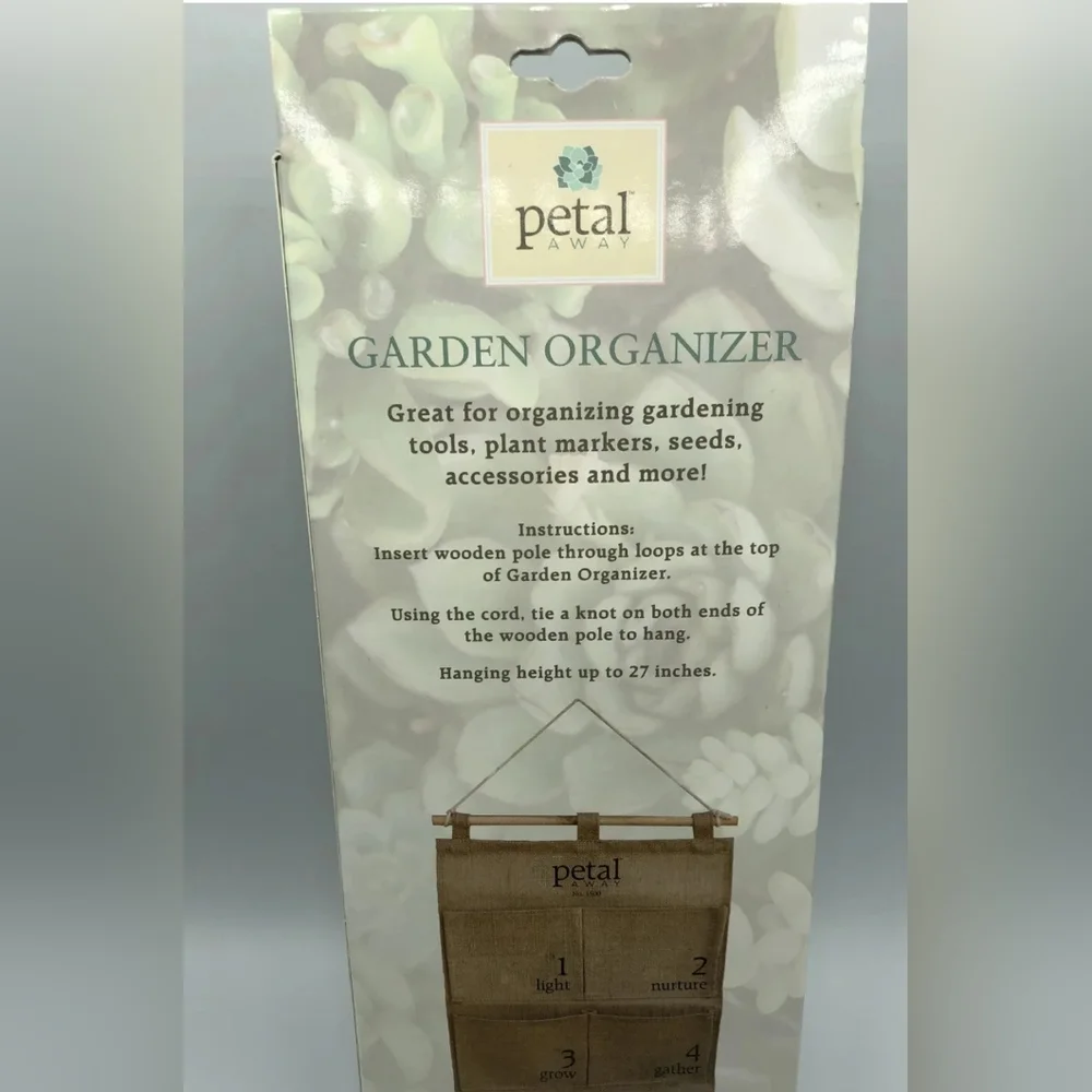 🆕️Petal Away Garden Burlap hanging Organizer 22”x14” Tools plant markers seeds
